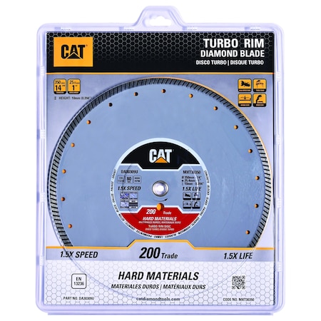 Caterpillar 200 Trade Turbo Hard Materials Diamond Blade 14 -In - 350mm DA30309U